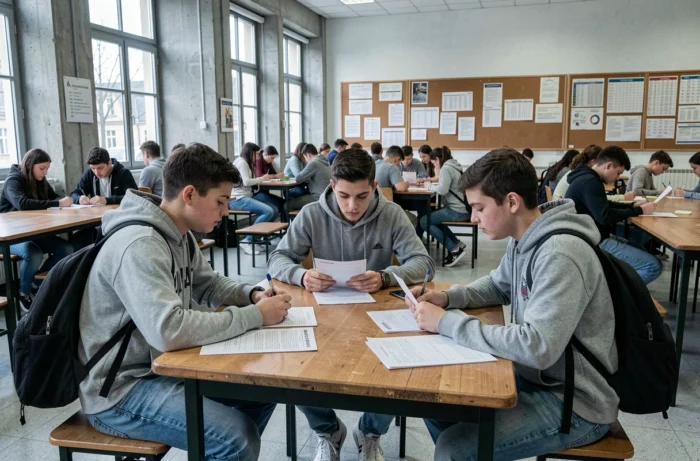 Groupe d'élèves préparant leur dossier d'inscription dans un lycée parisien, conseils pratiques pour intégrer le lycée Arago ou Buffon